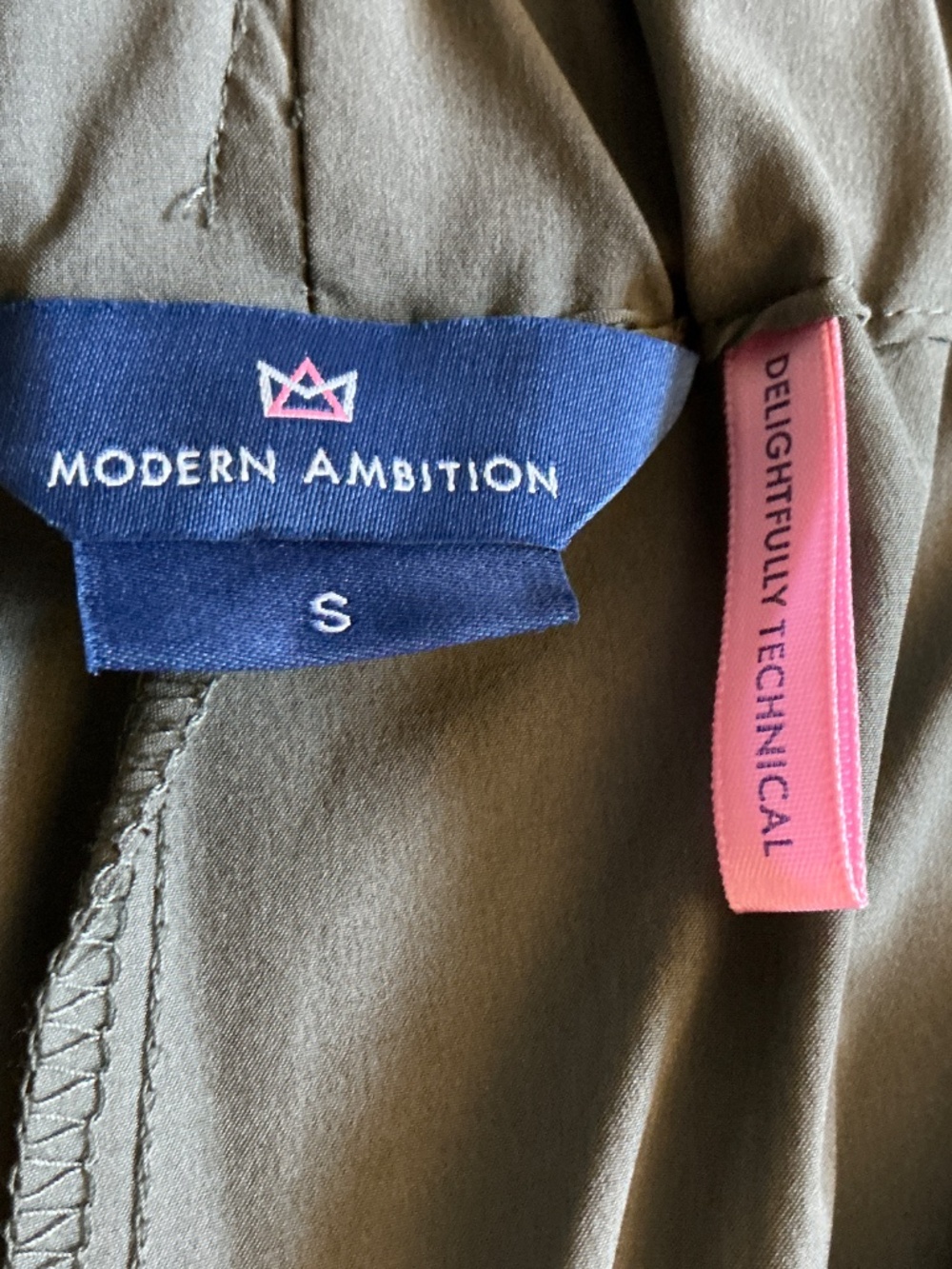 Modern Ambition Size S Womens Pants Tie-Front Pockets Elastic Waist Burnt Olive - Picture 8 of 16